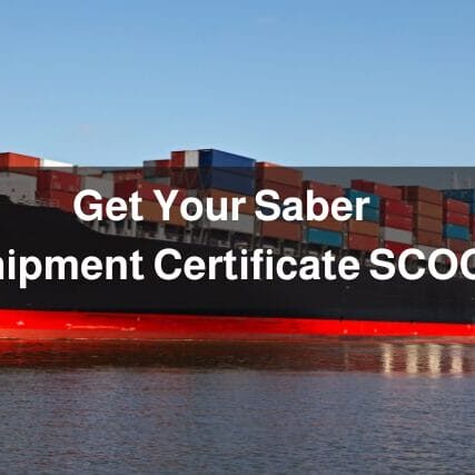 saber shipment certificate Saudi Arabia